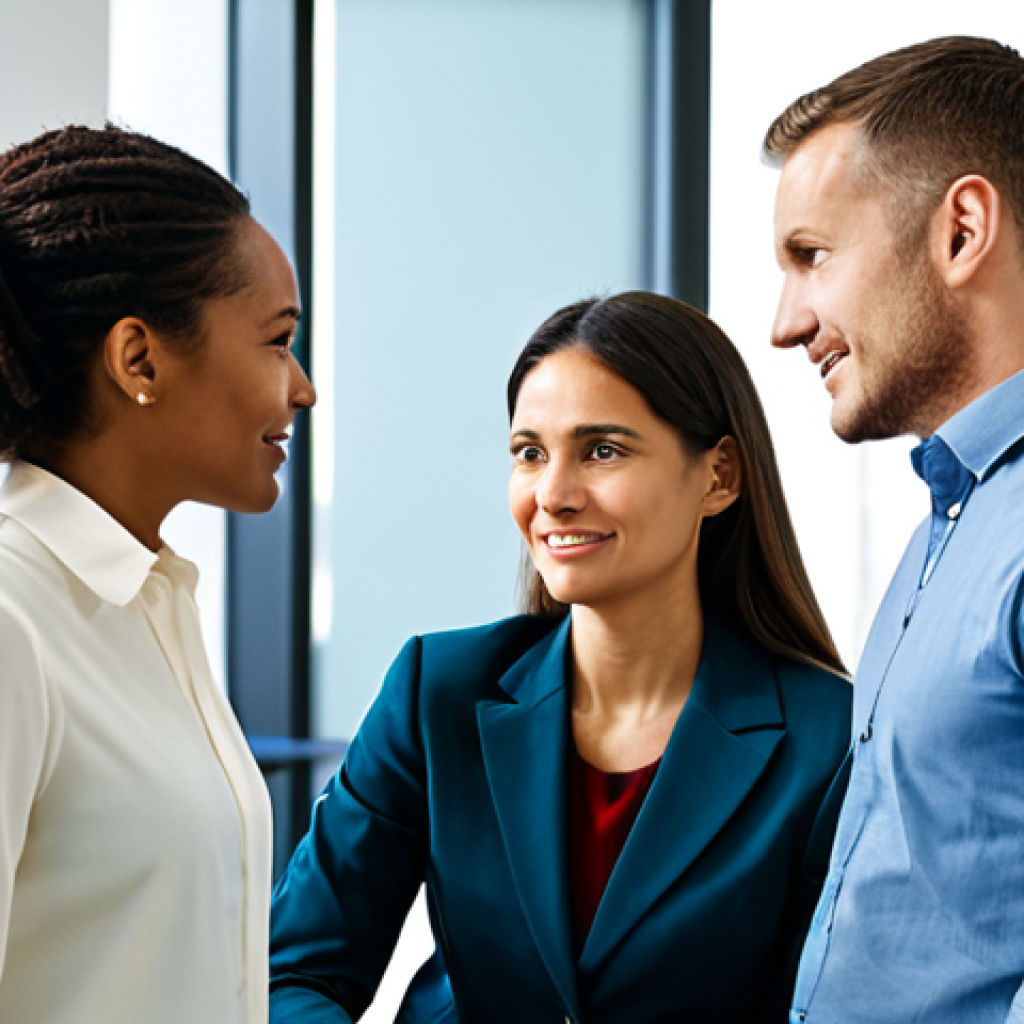 Empathetic Communication**

"A diverse group of fully clothed professionals collaborating in a brightly lit, modern office. They are engaged in active listening, with positive body language, demonstrating understanding and empathy. The scene conveys a sense of teamwork and effective communication. Safe for work, appropriate content, fully clothed, professional, perfect anatomy, natural proportions, high quality, modest clothing."

**