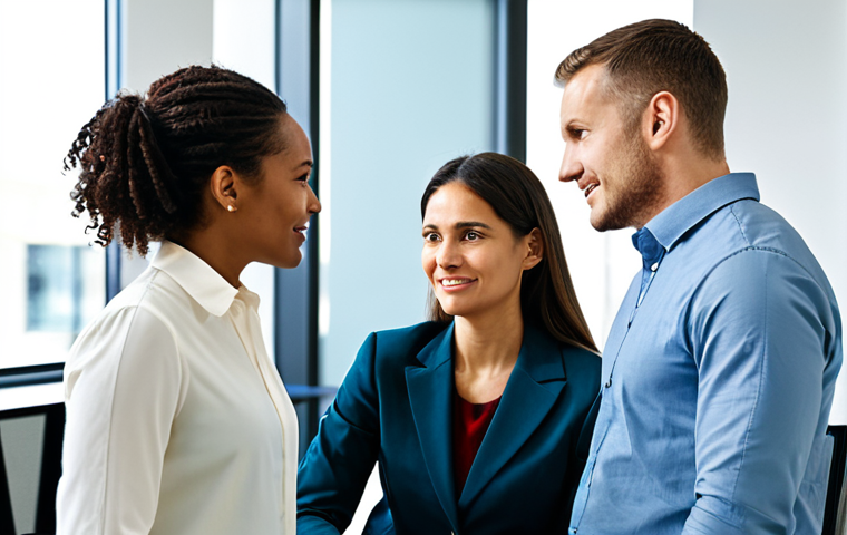 Empathetic Communication**
"A diverse group of fully clothed professionals collaborating in a brightly lit, modern office. They are engaged in active listening, with positive body language, demonstrating understanding and empathy. The scene conveys a sense of teamwork and effective communication. Safe for work, appropriate content, fully clothed, professional, perfect anatomy, natural proportions, high quality, modest clothing."
**